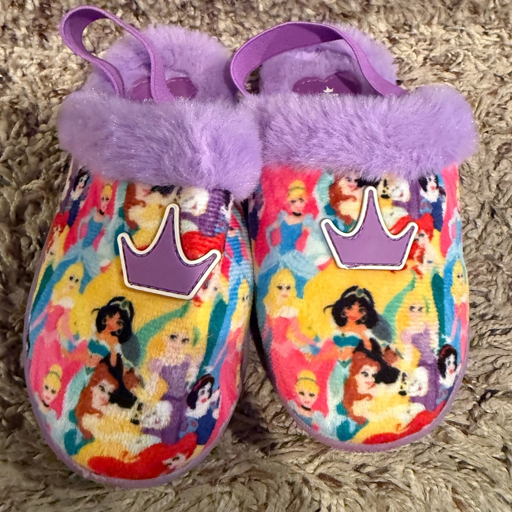 Colorful Princess Slippers with Purple Fur
